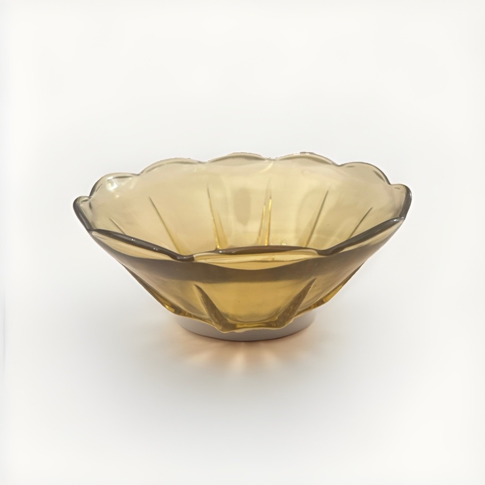 Vintage Anchor Hocking Swedish Modern Amber Bowl Mid-Century Modern
